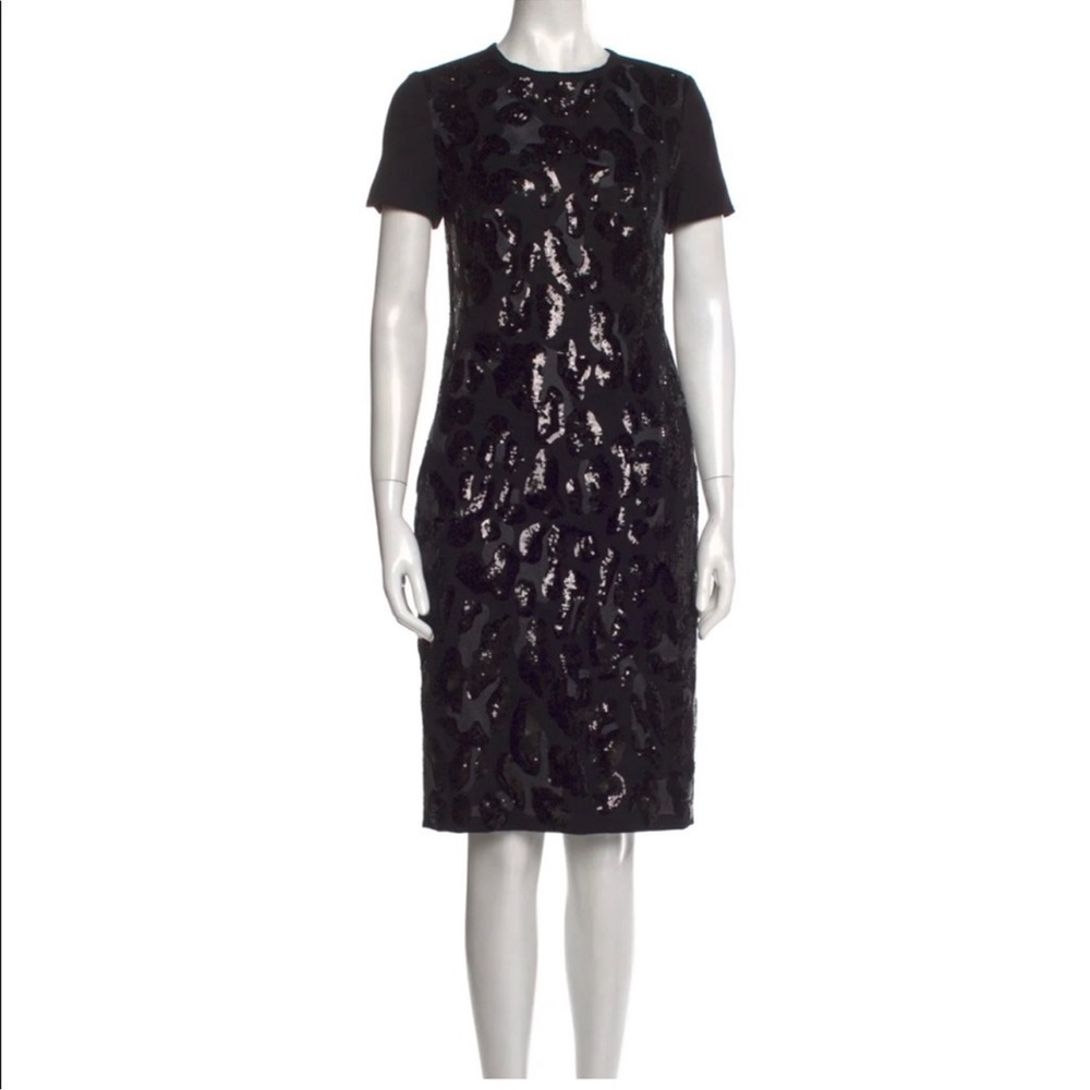 Tory Burch Larissa Dress Black Wool Sequin Embroidered